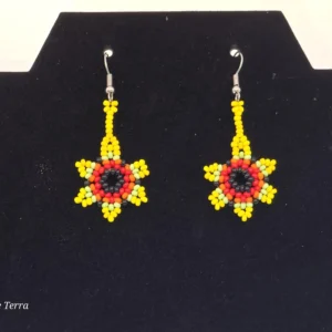Aretes chakiras girasol amarillo rojo