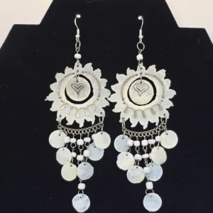 Aretes corazón engranaje discos colgantes